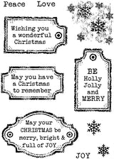 Woodware Clear Singles Christmas Old Labels 4 in x 6 in Stamp Set
