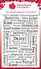 Woodware Clear Singles Flower Names 4 in x 6 in Stamp Set