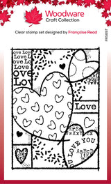 Woodware Clear Singles Heart Collage 4 in x 6 in Stamp
