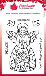 Woodware Clear Singles Angel Blessings 4 in x 6 in Stamp