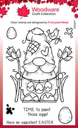 Woodware Clear Singles Egg Painting Gnome 4 in x 6 in Stamp
