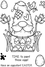 Woodware Clear Singles Egg Painting Gnome 4 in x 6 in Stamp