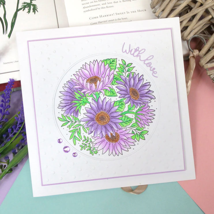 For the Love of Stamps - A Circle of Sunflowers