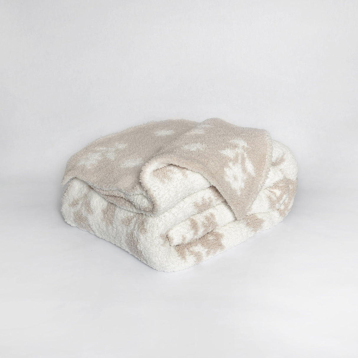 Flower Print Blushing Beige and White Extended Throw
