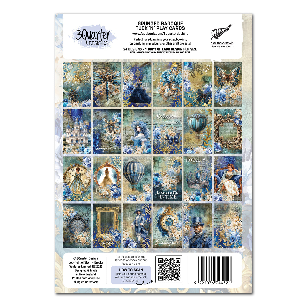 3Quarter Designs Grunged Baroque - Tuck N Play Cards