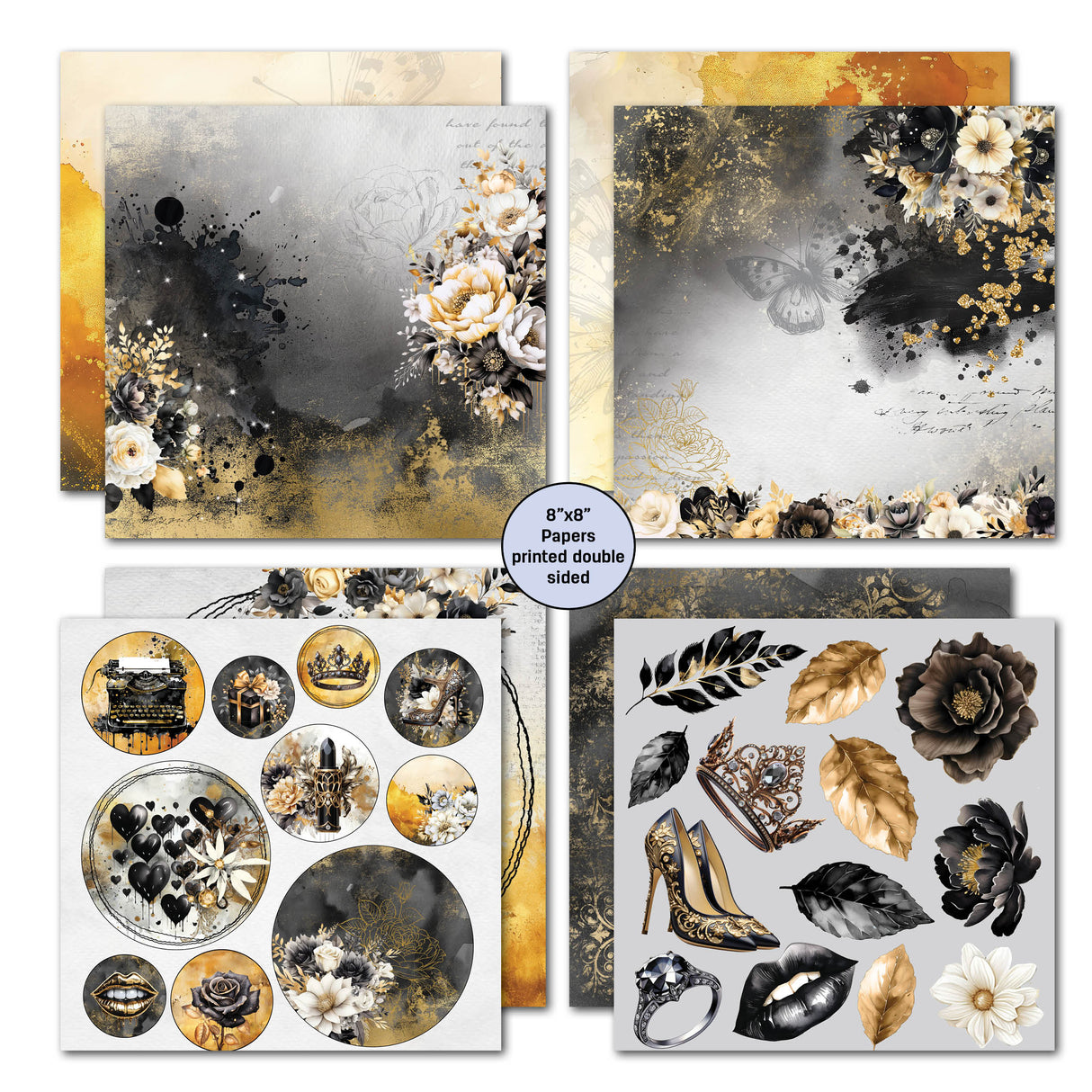 3Quarter Designs Golden Ebony 8x8 Paper Pack