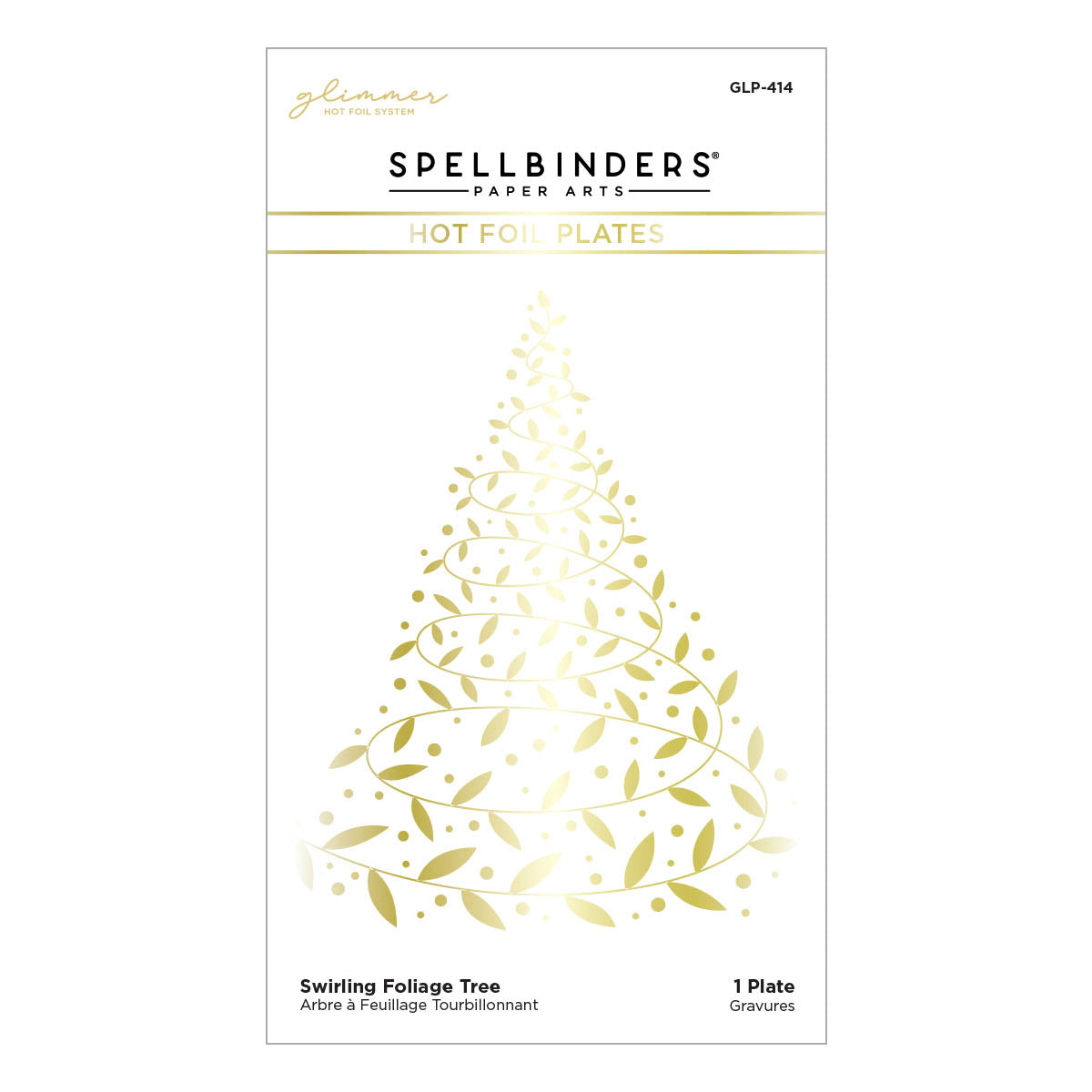 Swirling Foliage Tree Hot Foil Plate from the Glimmer for the Holidays Collection
