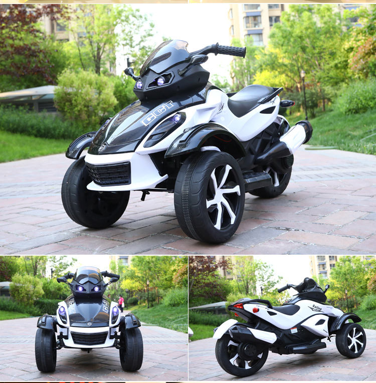 12V 3-Wheel Sport Edition Ride-on Bike W/ Rubber Wheels, Music Player & Lights