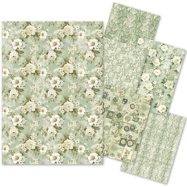 Tissue Paper A4 6Pkg Elysium featuring floral patterns and decorative designs for creative projects.