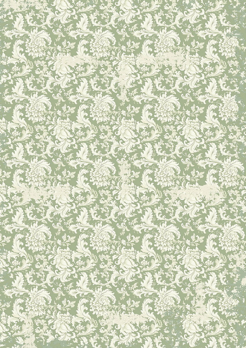 Tissue Paper A4 6Pkg Elysium in elegant floral green pattern for DIY and home decor projects.