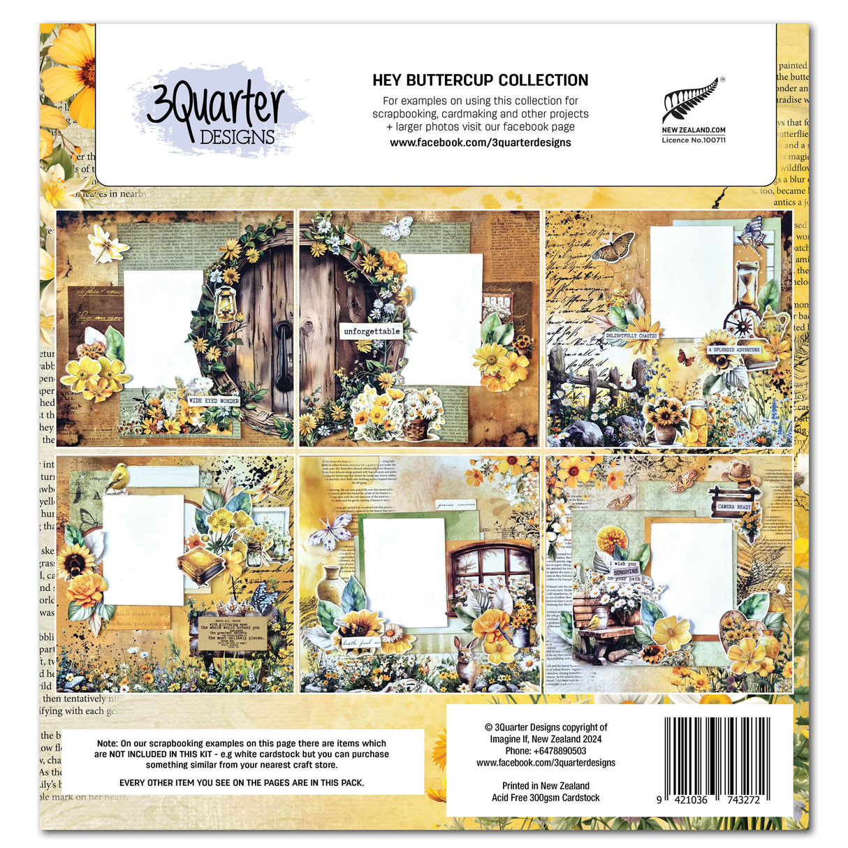 3Quarter Designs Hey Buttercup 12x12 Design Paper & Diecuts Set