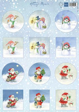 Marianne Design A4 Cutting Sheet - Hetty's Minis - Snowmen & Santa