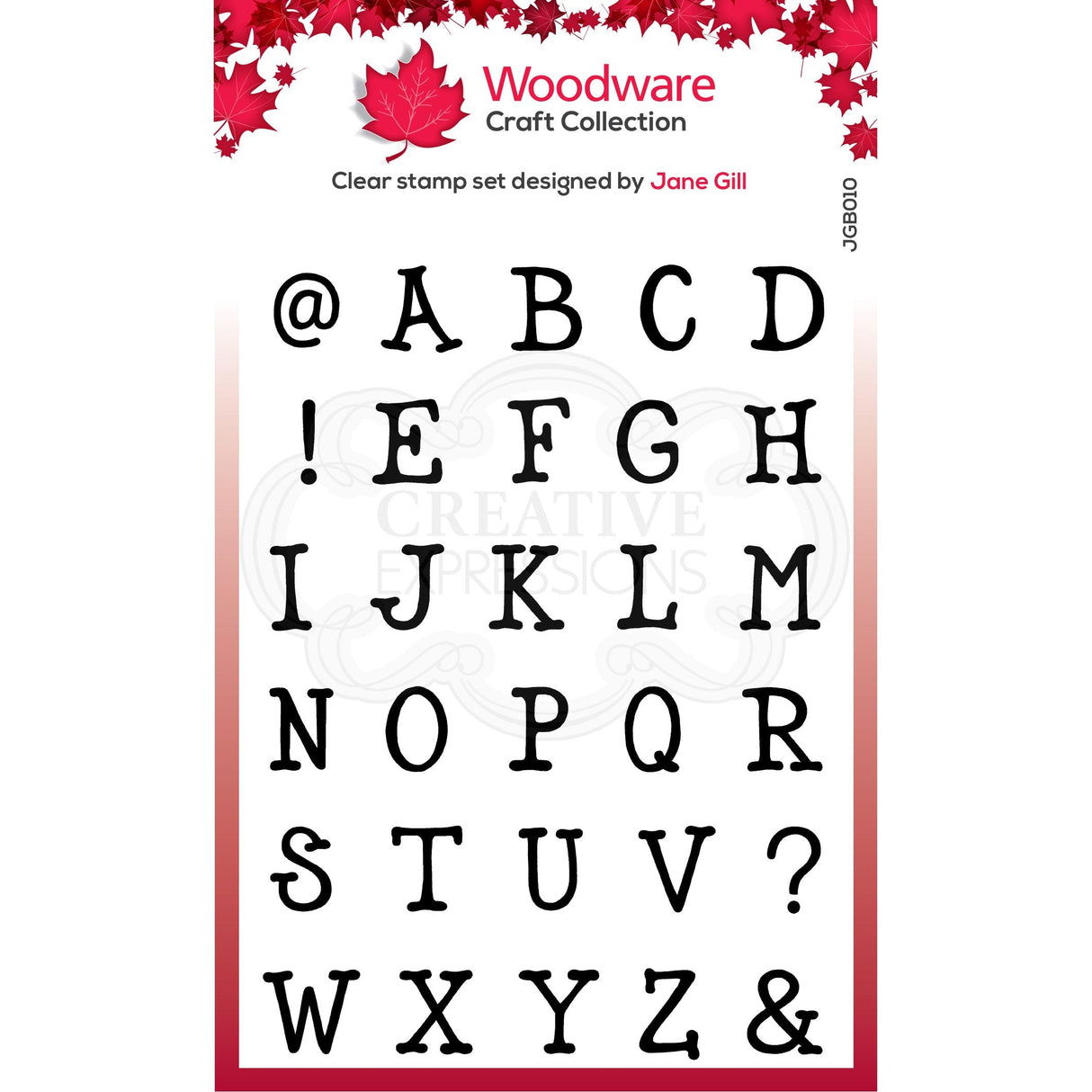 Woodware Clear Singles Quirky Typewriter Alphabet Caps A5 Stamp