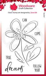 Woodware Clear Singles Dahlia Sketch 4 in x 6 in Stamp