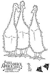 Woodware Clear Singles Fuzzie Friends Morris, James & Bill the Ducks 4 in x 6 in Stamp