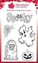 Woodware Clear Singles Spooky Goings On 4 in x 6 in Stamp Set