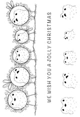 Woodware Clear Singles Bubble Robins In A Row 4 in x 6 in Stamp Set