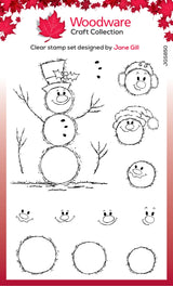 Woodware Clear Singles Bubble Snowmen 4 in x 6 in Stamp Set