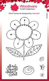 Woodware Clear Singles Petal Doodles Pretty Place 4 in x 6 in Stamp Set