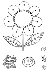Woodware Clear Singles Petal Doodles Pretty Place 4 in x 6 in Stamp Set