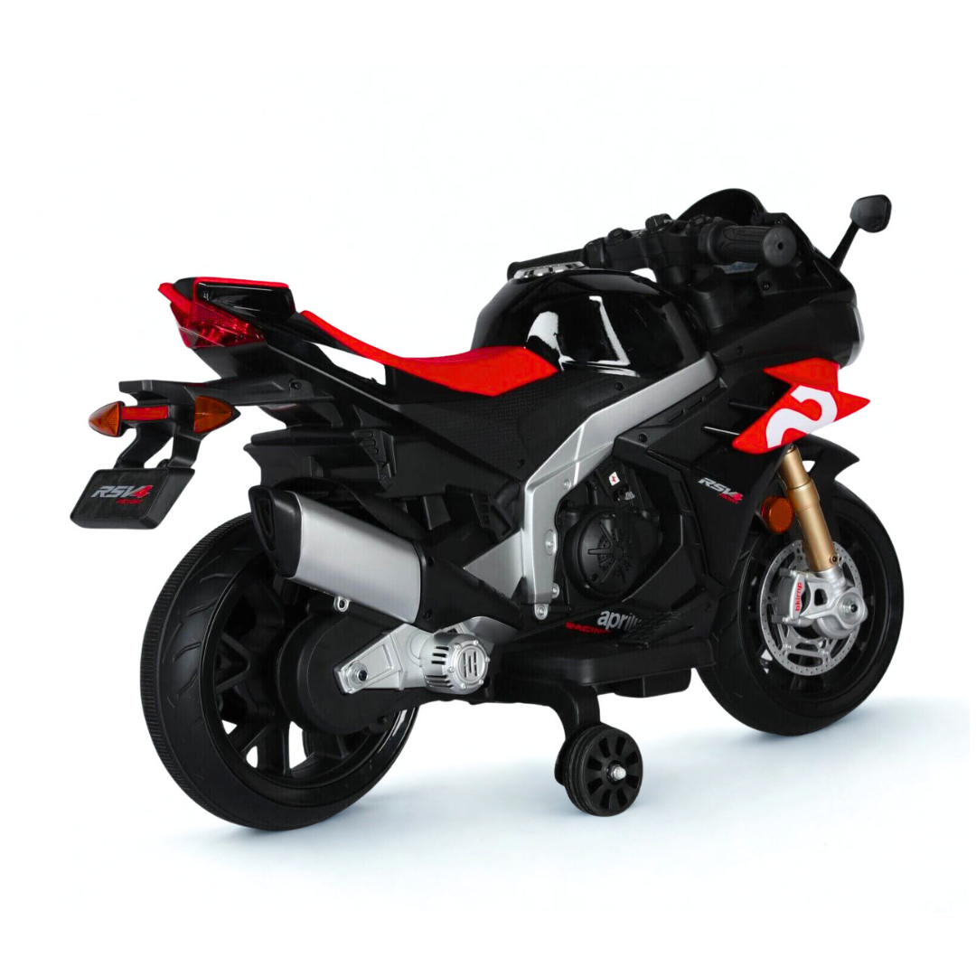 12V Aprilia Junior Riders RSV4 Ride-On Motorcycle W/ Rubber Wheels, Lights & Music Player