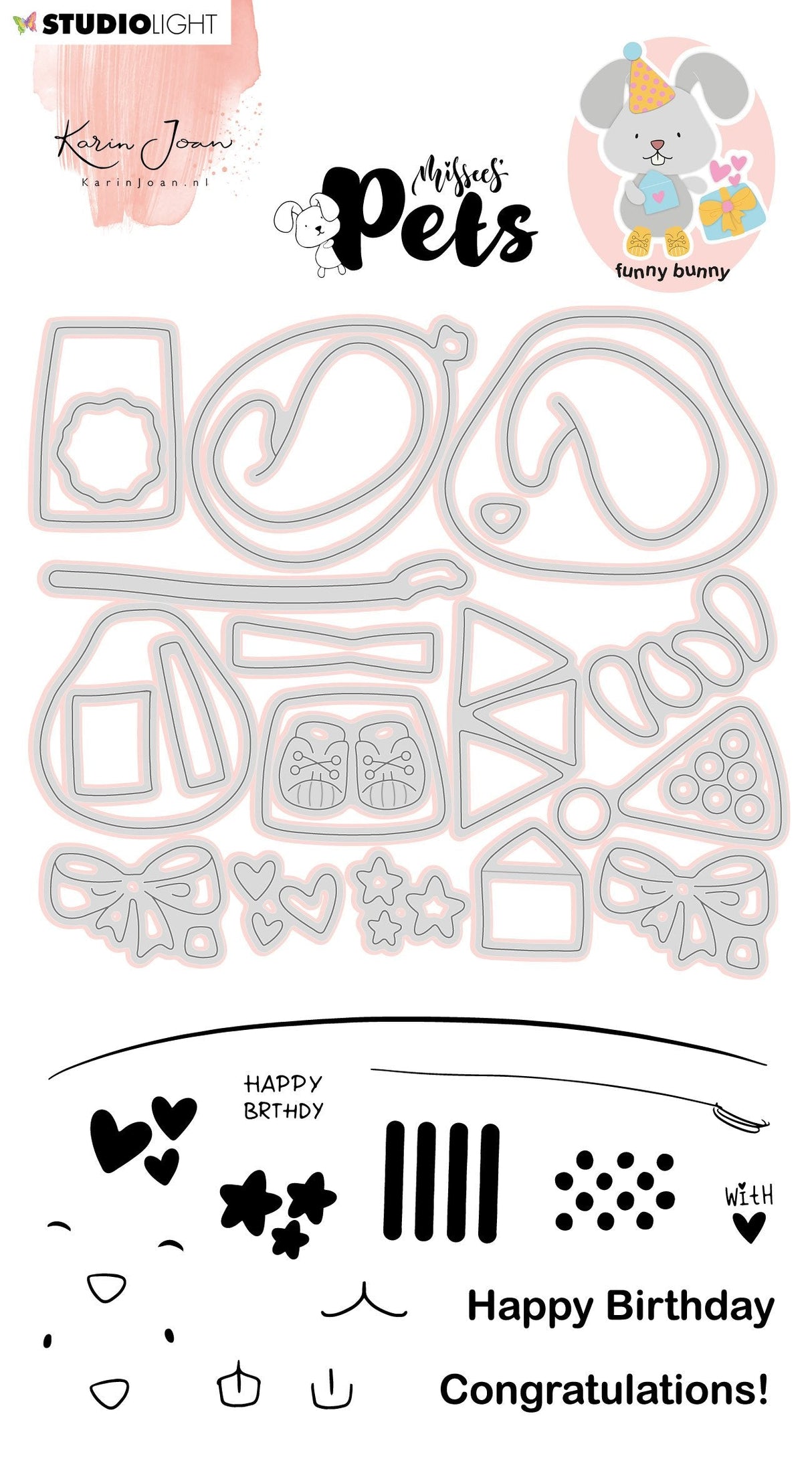 KJ Stamp & Cutting Die Building Pets Bunny Missees By Karin Joan 105x148mm nr.05