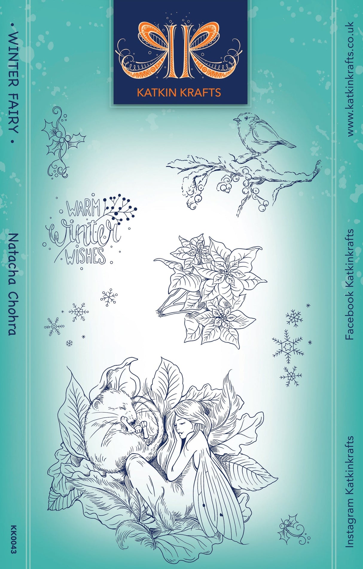 Katkin Krafts Winter Fairy 6 in x 8 in Clear Stamp Set