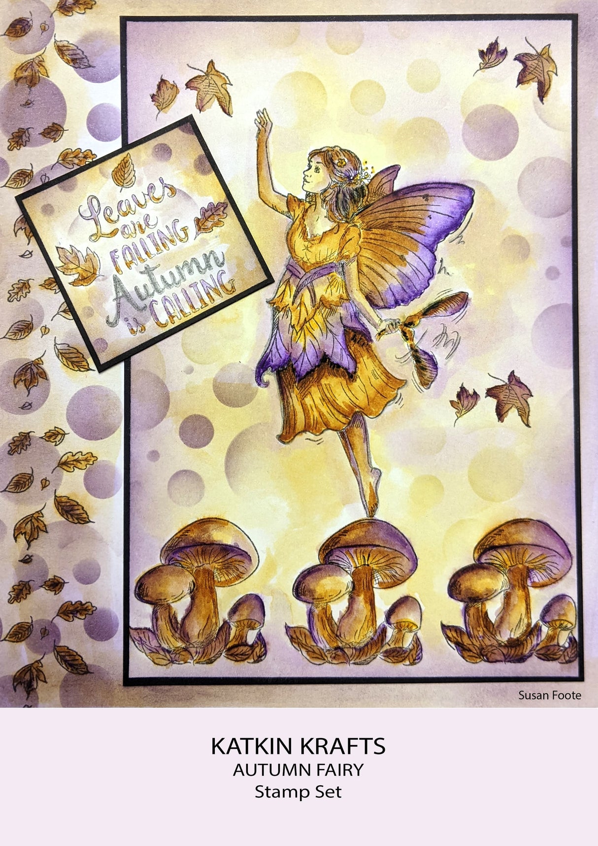 Katkin Krafts Autumn Fairy 6 in x 8 in Clear Stamp Set
