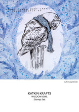 Katkin Krafts Wisdom Owl 6 in x 8 in Clear Stamp Set