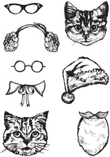 Creative Expressions Jane Davenport Kitty Christmas 6 in x 8 in Clear Stamp Set
