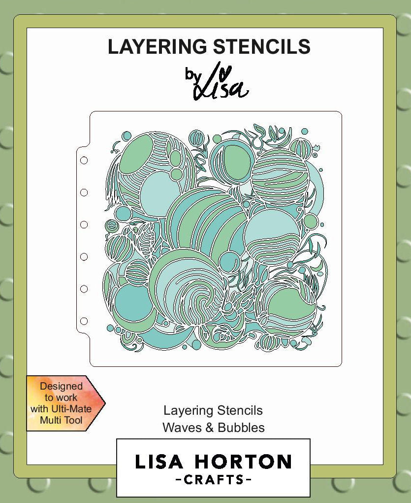 Lisa Horton Crafts Waves & Bubbles 6x6 Layering Stencils