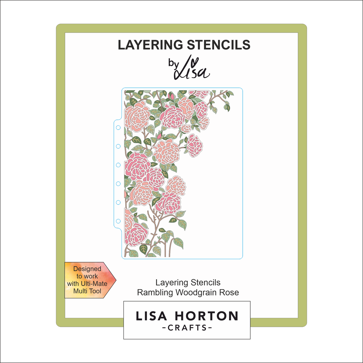 Lisa Horton Crafts Rambling Woodgrain Rose 5x7 Layering Stencils