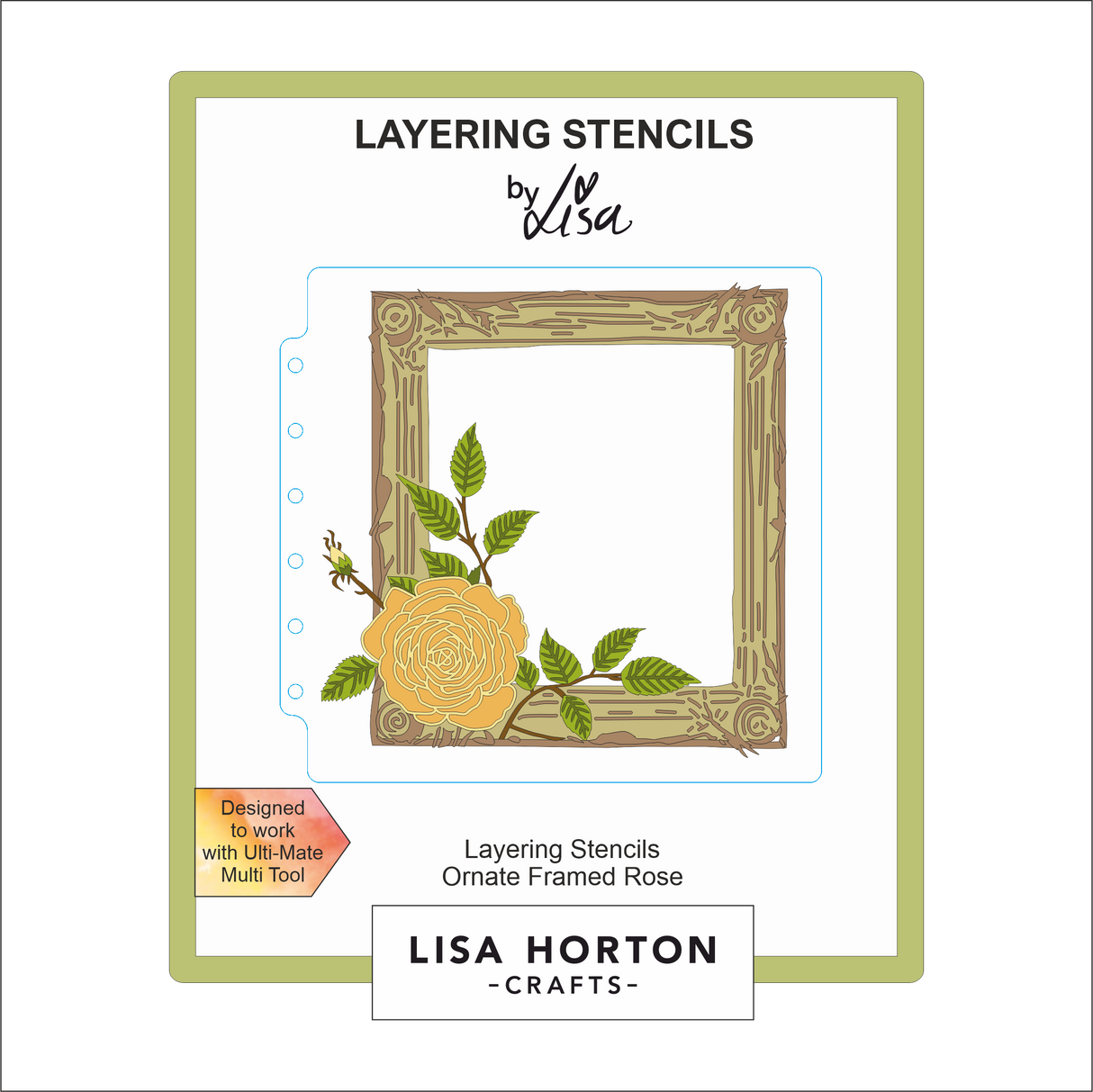 Lisa Horton Crafts Ornate Framed Rose 6x6 Layering Stencils