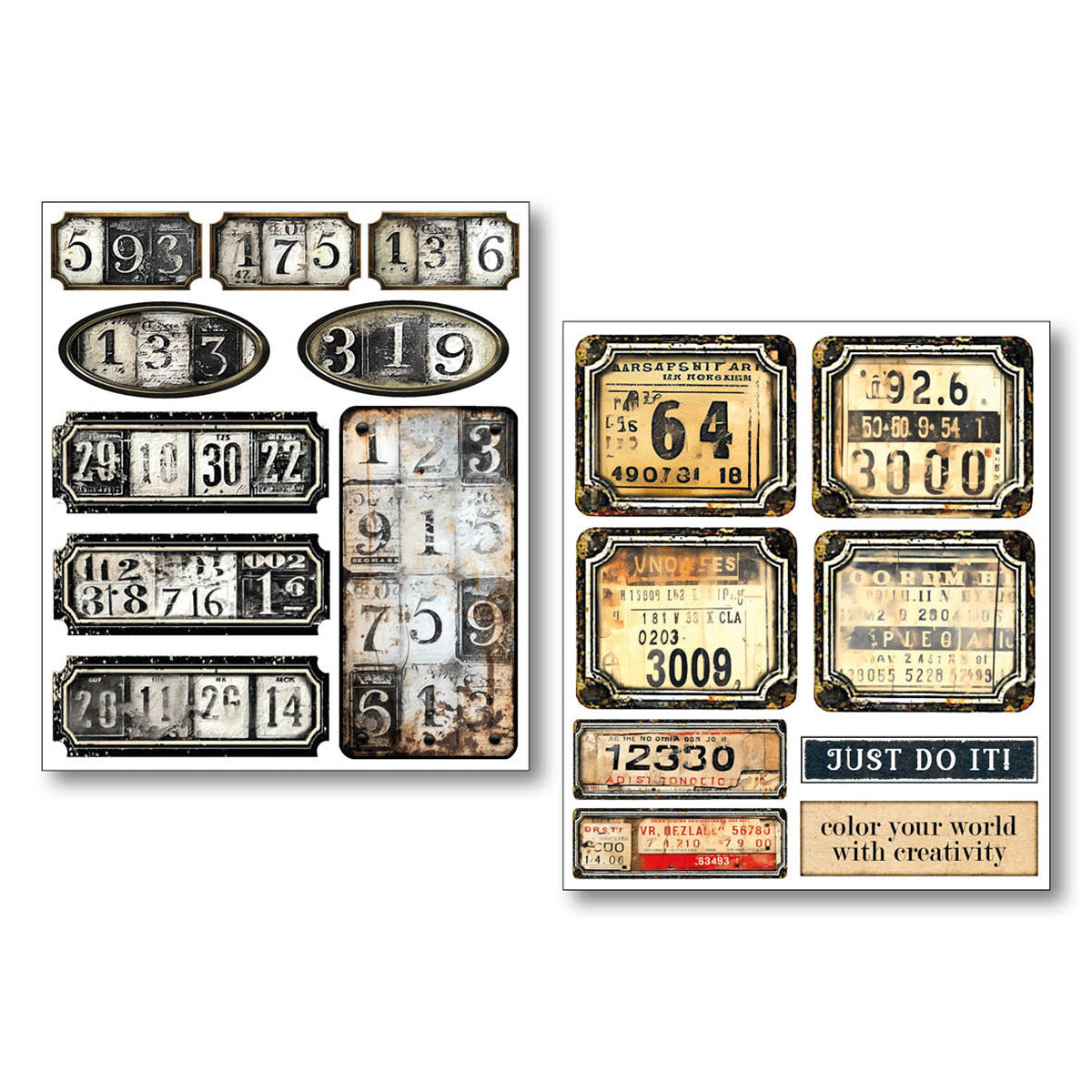 Mixed Media Sticker Set 10/Pkg Grungy Tags