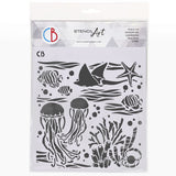 Ciao Bella Texture Stencil 8x8 Underwater