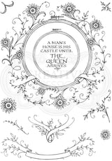 Summer Hoop A5 Clear Stamp Set featuring floral designs and elegant decorative elements for crafting.