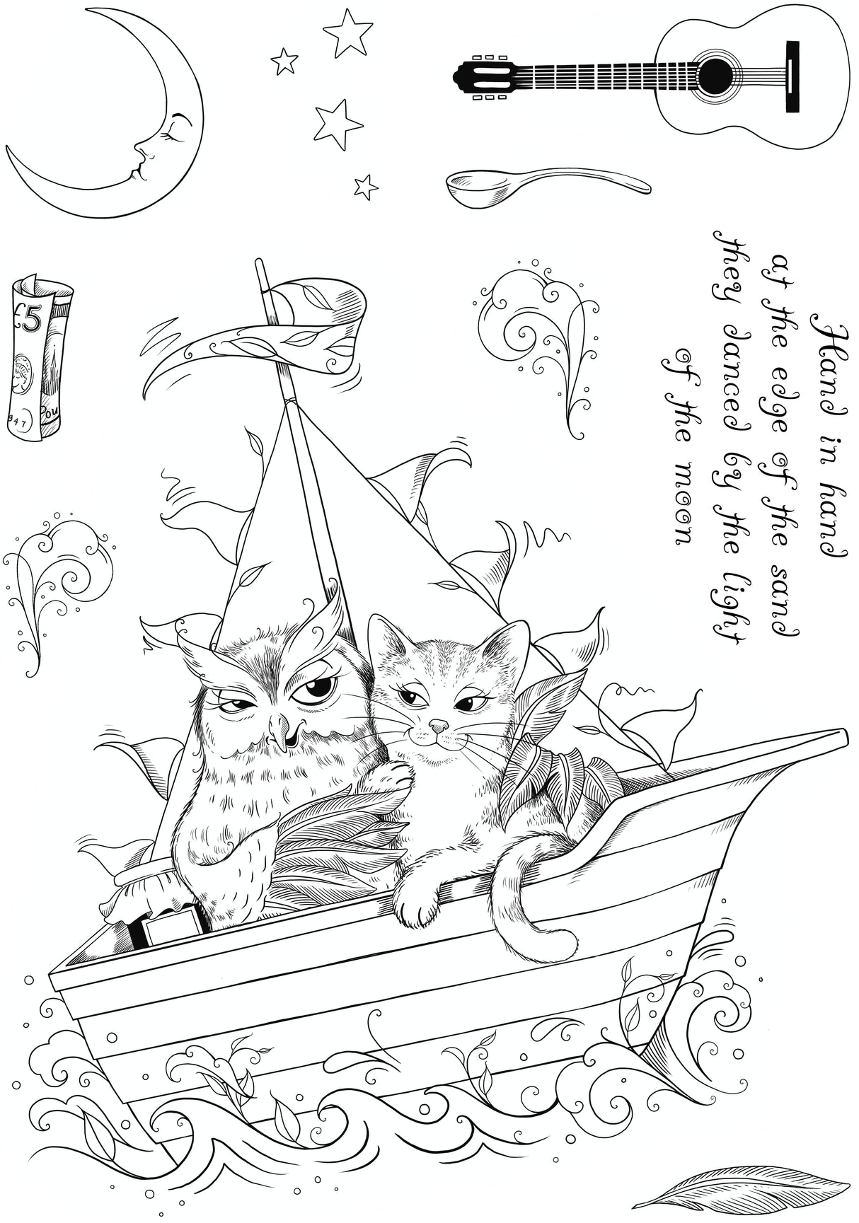 Pink Ink Designs The Owl & The Pussycat 6 in x 8 in Clear Stamp Set