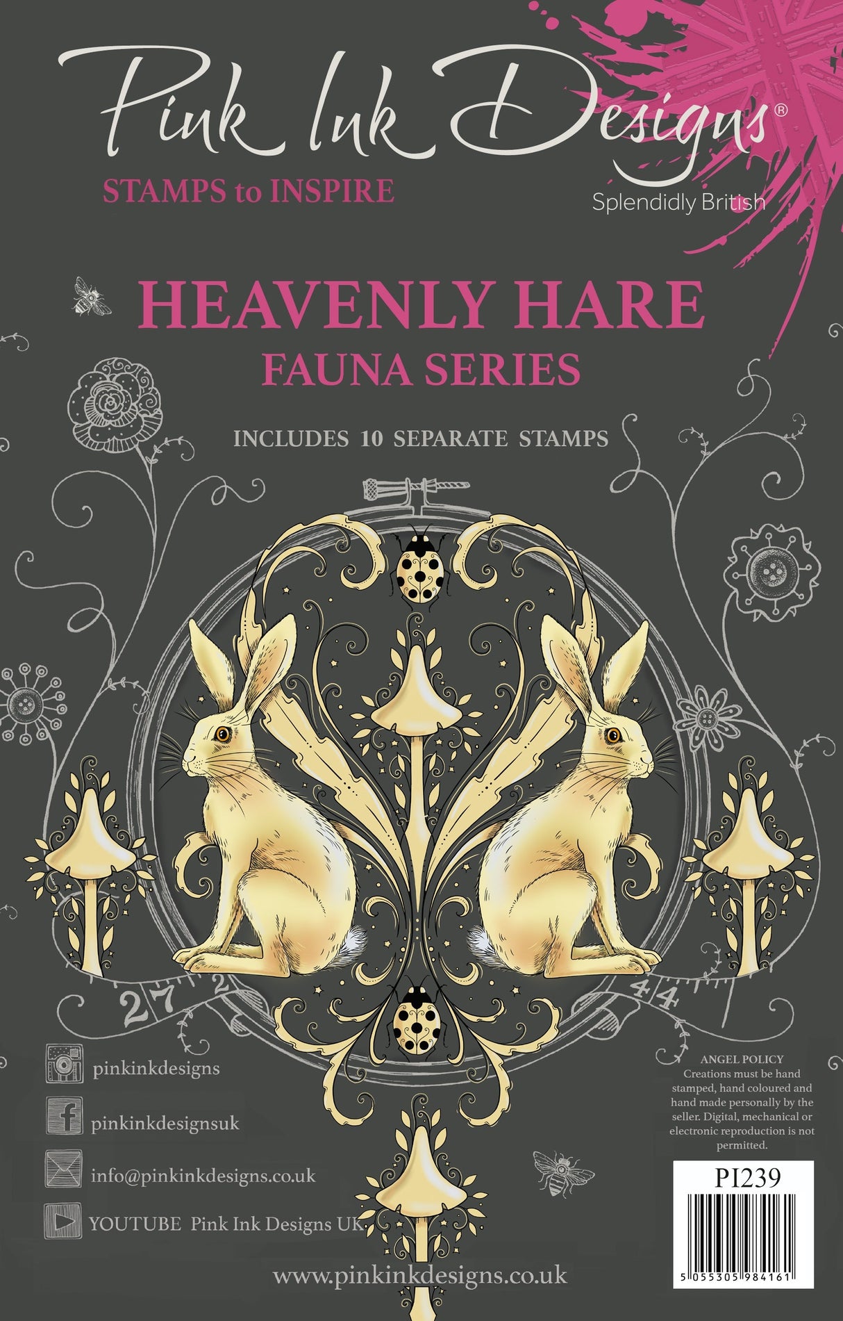 Pink Ink Designs Heavenly Hare 6 in x 8 in Clear Stamp Set