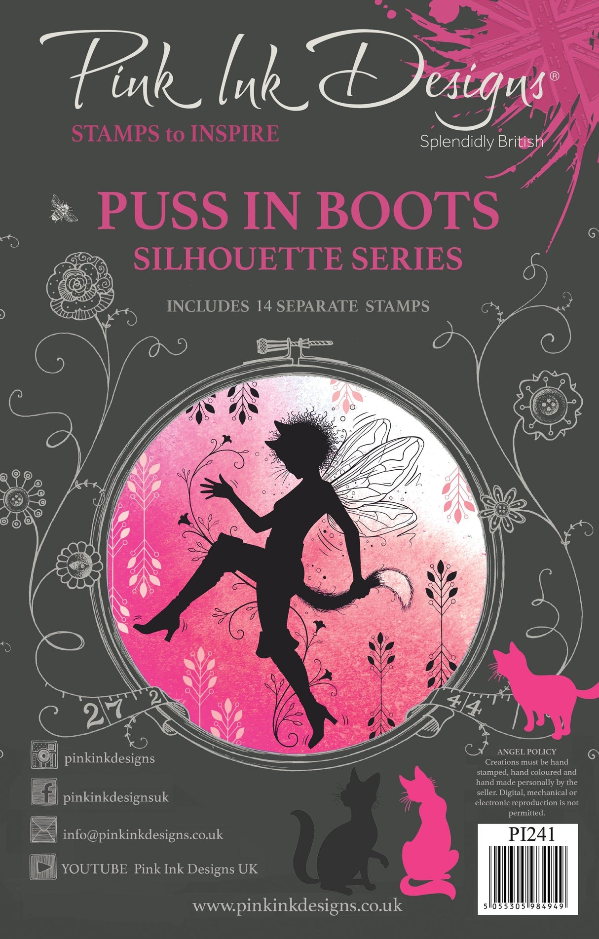 Pink Ink Designs Puss In Boots 6 in x 8 in Clear Stamp Set