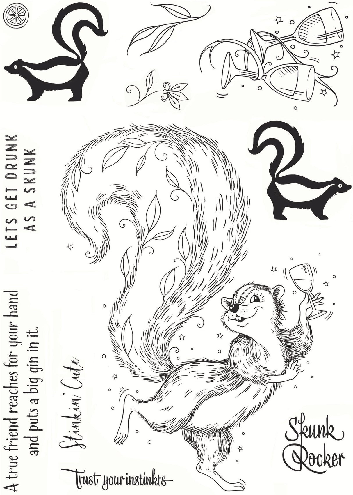 Pink Ink Designs Stinkin' Cute 6 in x 8 in Clear Stamp Set