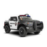 24V Police Officer Edition Kids 2-Seater Ride-On RAM Truck W/ Rubber Wheels, Siren, Music Player & RC