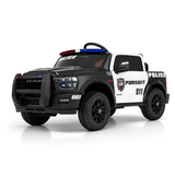24V Police Officer Edition Kids 2-Seater Ride-On RAM Truck W/ Rubber Wheels, Siren, Music Player & RC