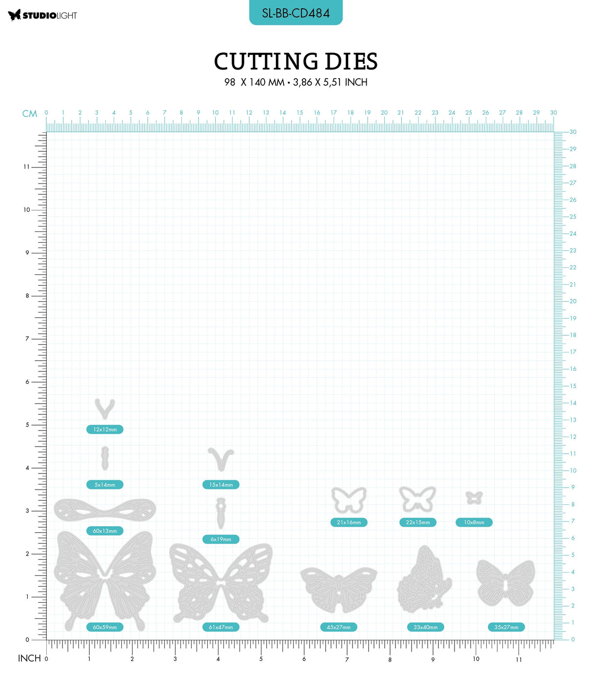 SL Cutting Die Fly Fly Butterfly Blooming Butterfly 96x138x1mm 13 PC nr.484