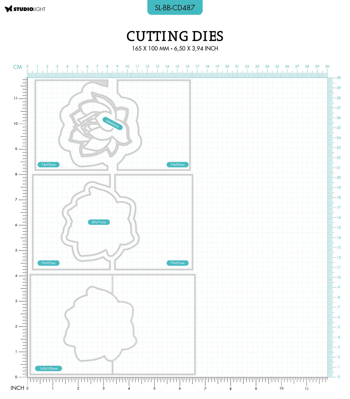 SL Cutting Die Water Lily Card Blooming Butterfly 165x100x1mm 7 PC nr.487