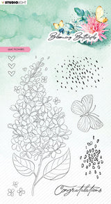 SL Clear Stamp Lilac Flowers Blooming Butterfly 93x136x3mm 7 PC nr.358