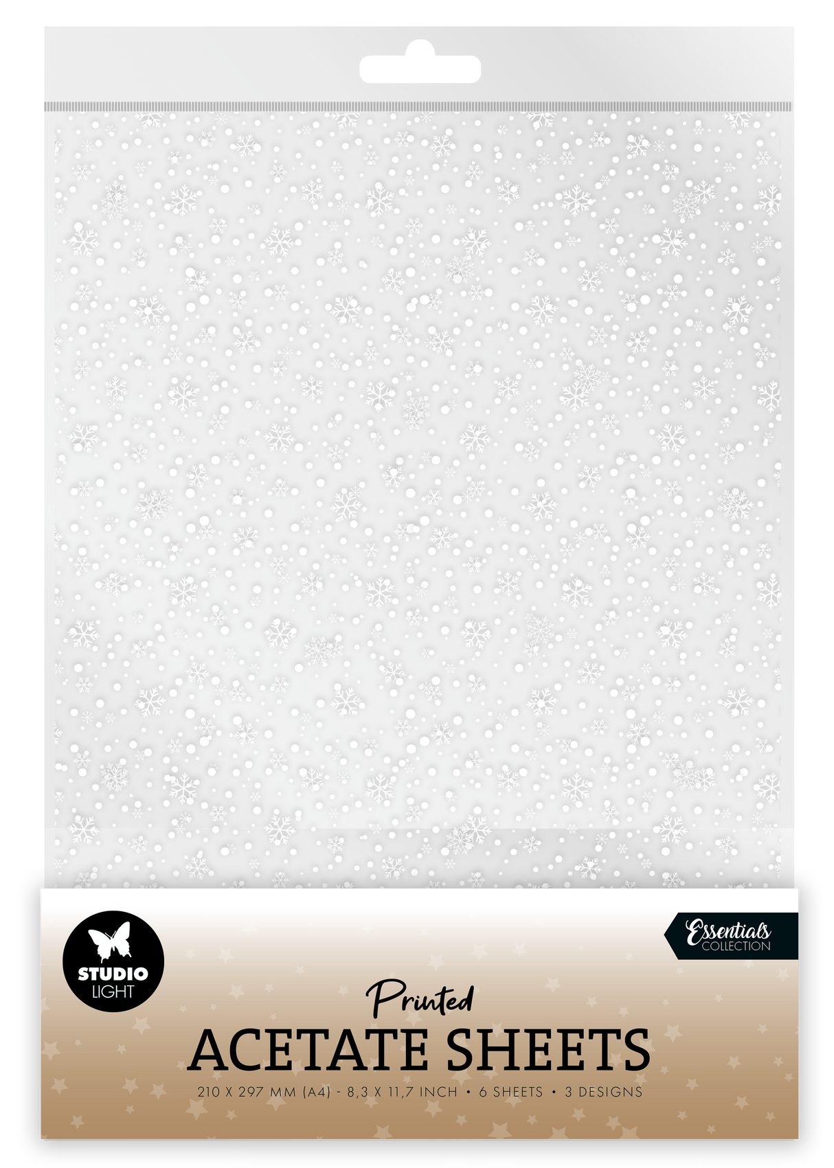 SL Acetate Sheet Snowflakes White Essentials 6 Sheets