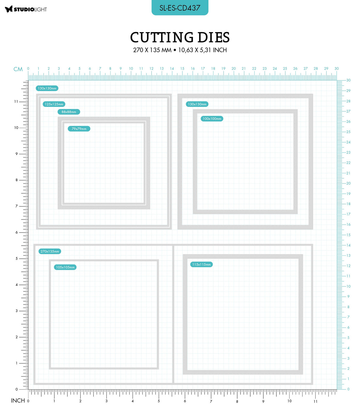 SL Cutting Dies Folded Card Square Essentials 270x135x1mm 9 PC nr.437
