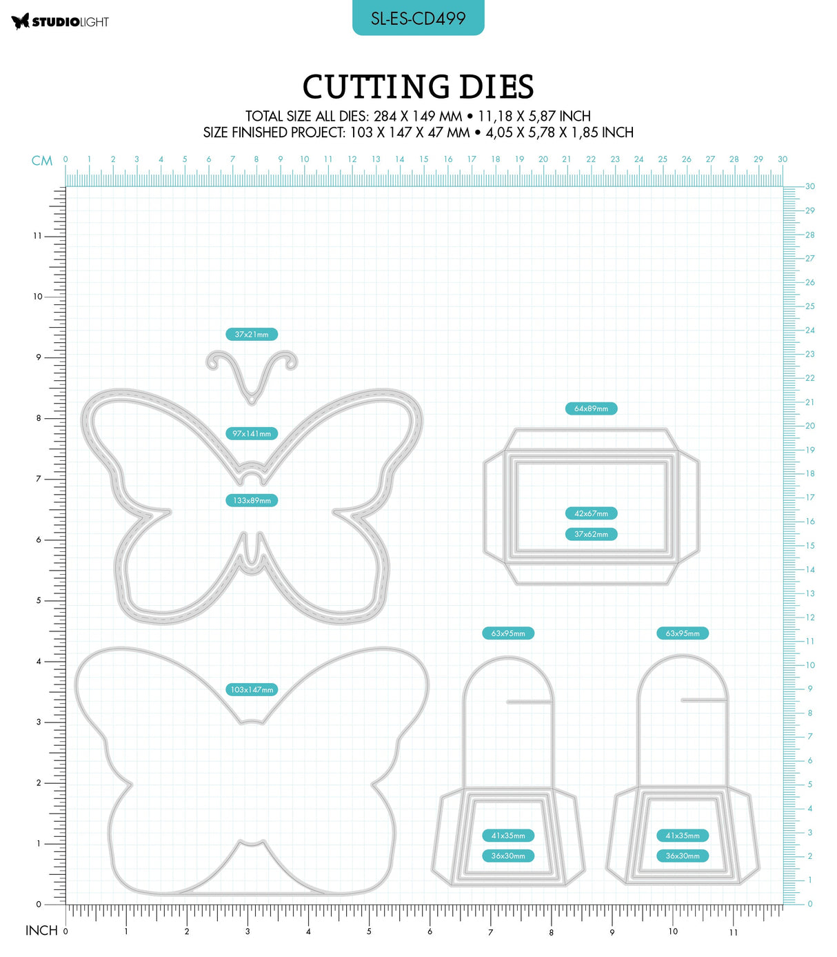 SL Cutting Die Butterfly Box Essentials 282x147x1mm 13 PC nr.499