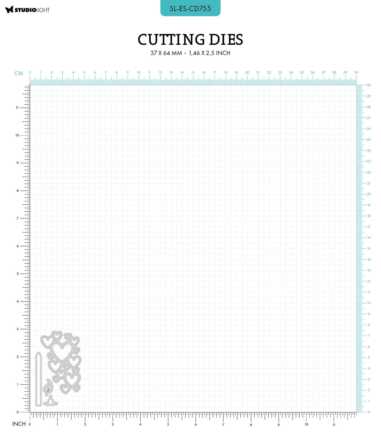 SL Cutting Dies Candle + Hearts Essentials 37x64x1mm 4 PC nr.755