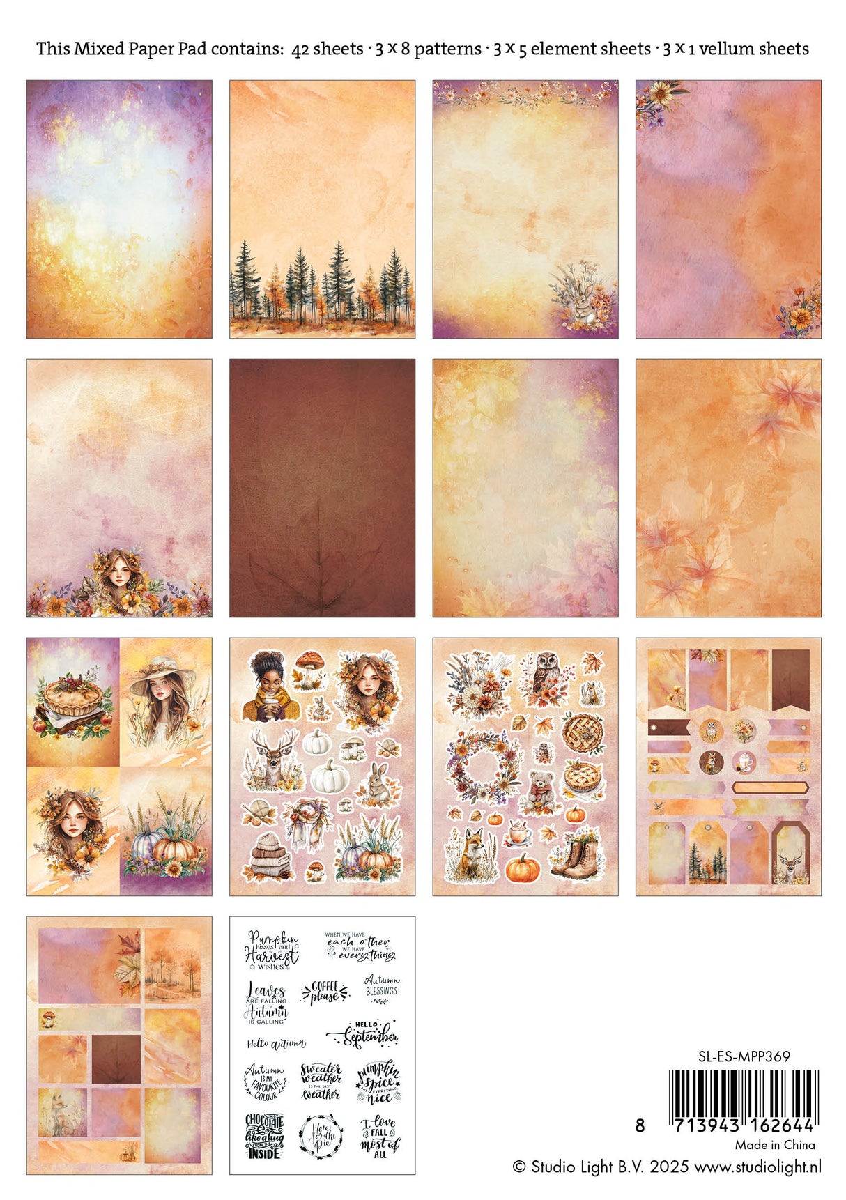 SL Mixed Paper Pad Autumn Essentials 42 Sheets